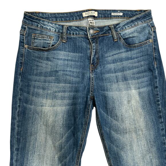 Judy Blue I'm So Frayed Cropped fit Jeans 15 / 32 Blue Mid Rise Boho Hippie - Picture 3 of 10